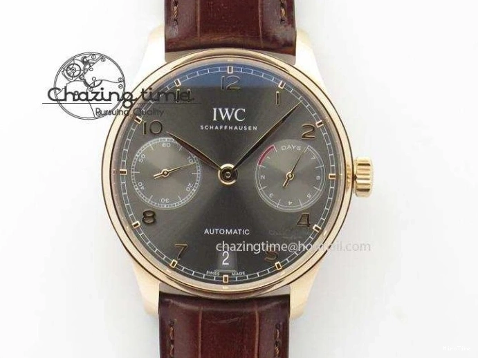 MIROTIME 0209 Portuguese Tourbillon IW504602 RG ZF Best Edition White Dial on Brown Leather Strap Stretchable 7178